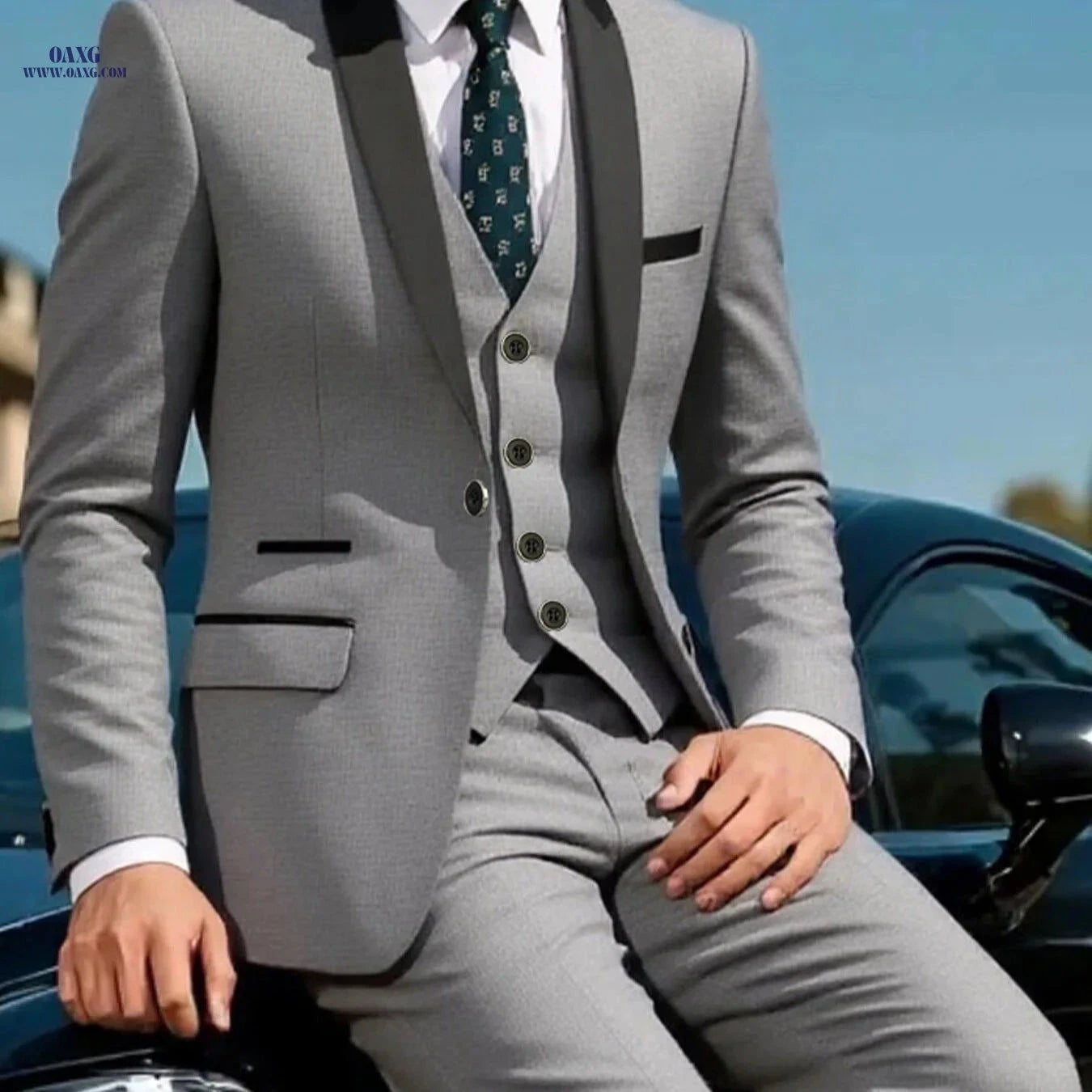 Men's High-Quality Three-Piece Suit - Perfect for Weddings & Events   OAXG Black / FR XXS
