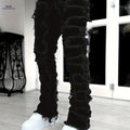 Men's High-Street Distressed Denim Jeans - Slim Fit & Ripped Design   OAXG Black / FR S