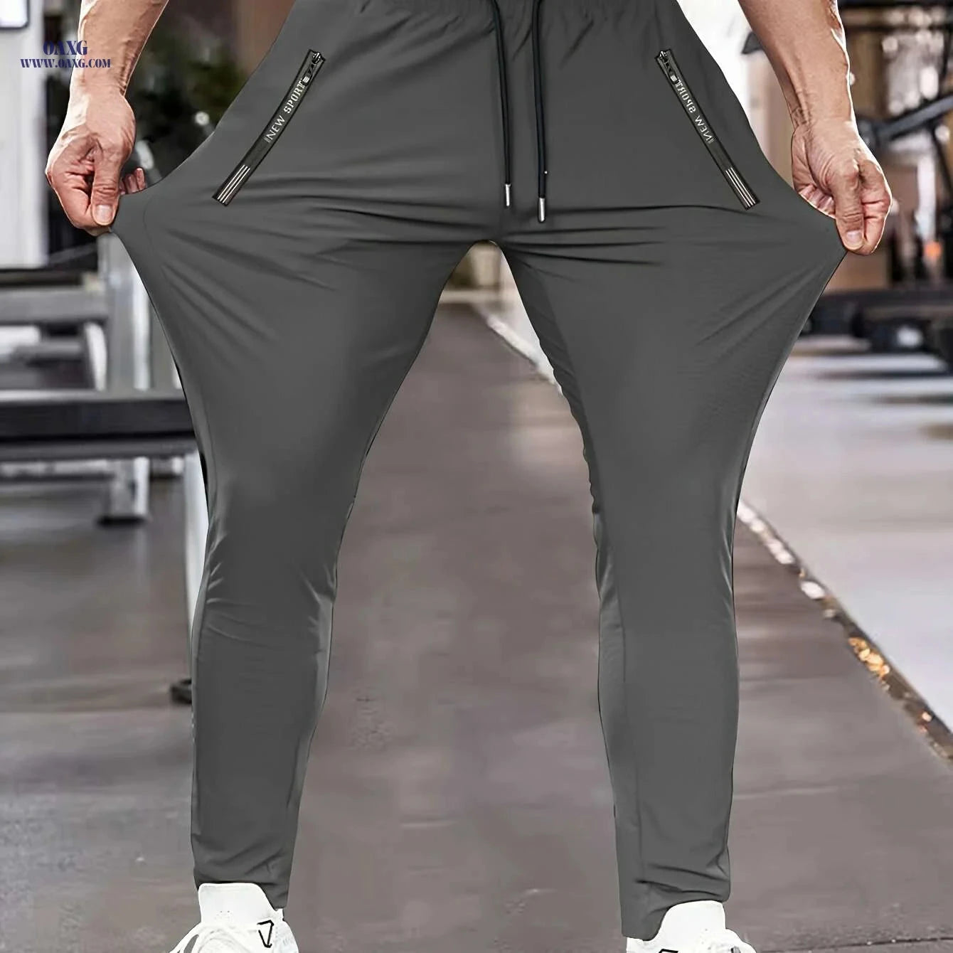 Men's High-Stretch Athletic Pants - Zipper Pockets for Running & Yoga   OAXG 