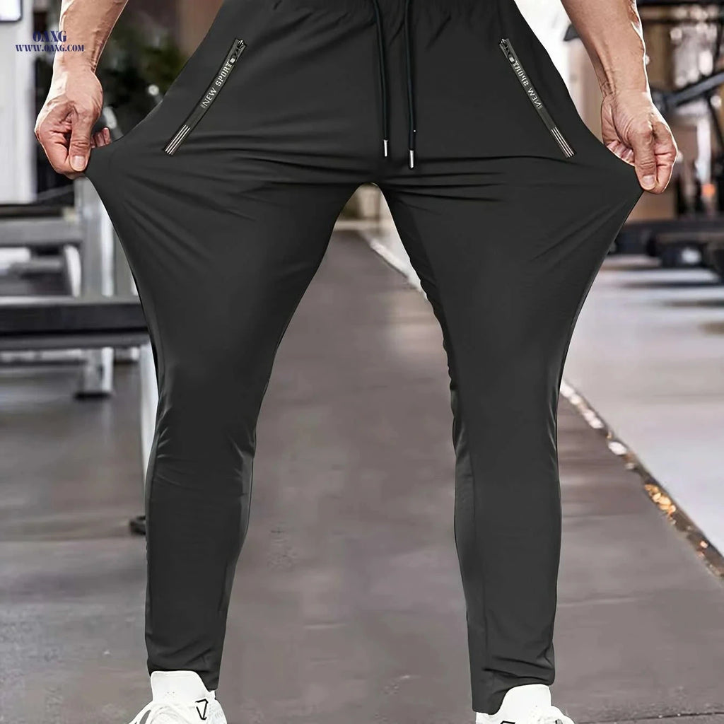 Men's High-Stretch Athletic Pants - Zipper Pockets for Running & Yoga   OAXG 