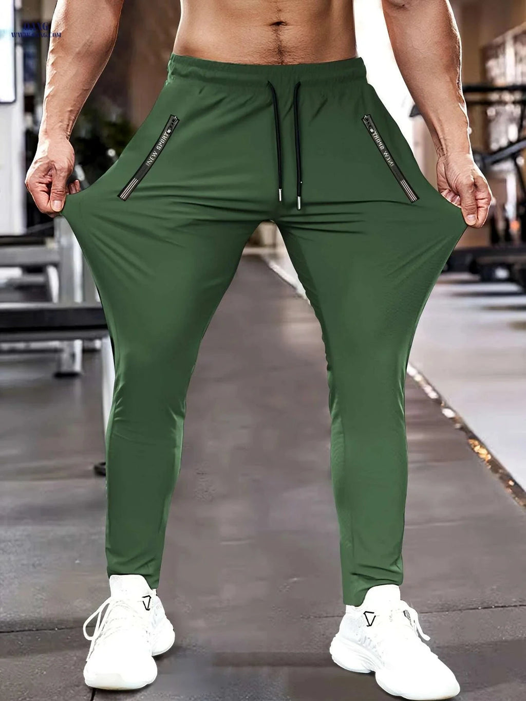 Men's High-Stretch Athletic Pants - Zipper Pockets for Running & Yoga   OAXG Black / XXS