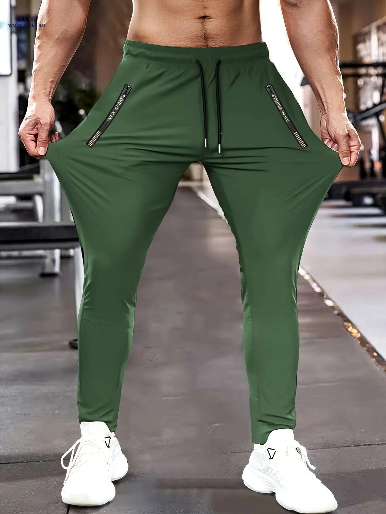 Men's High-Stretch Athletic Pants - Zipper Pockets for Running & Yoga   OAXG Black / XXS