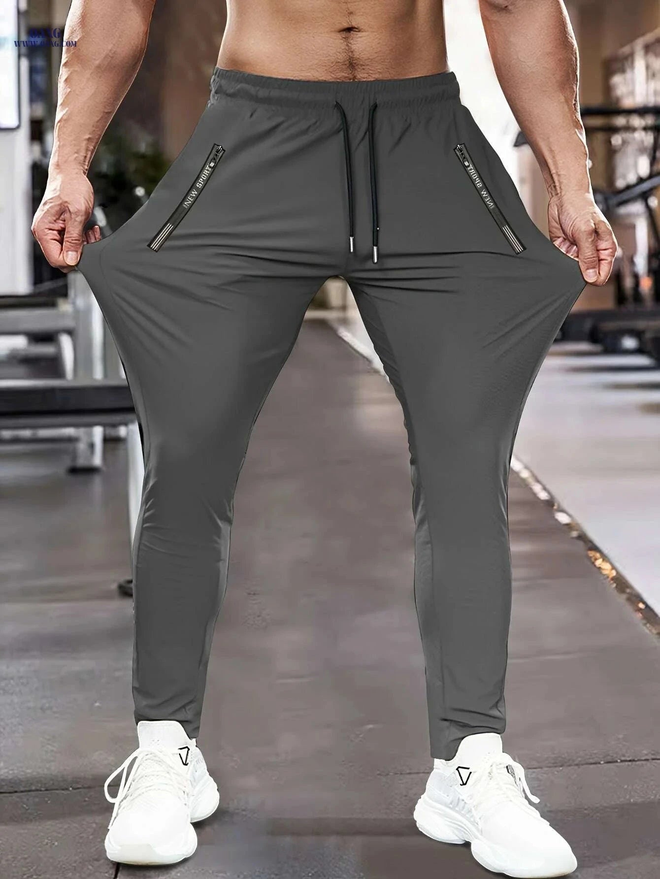 Men's High-Stretch Athletic Pants - Zipper Pockets for Running & Yoga   OAXG Black / XXS