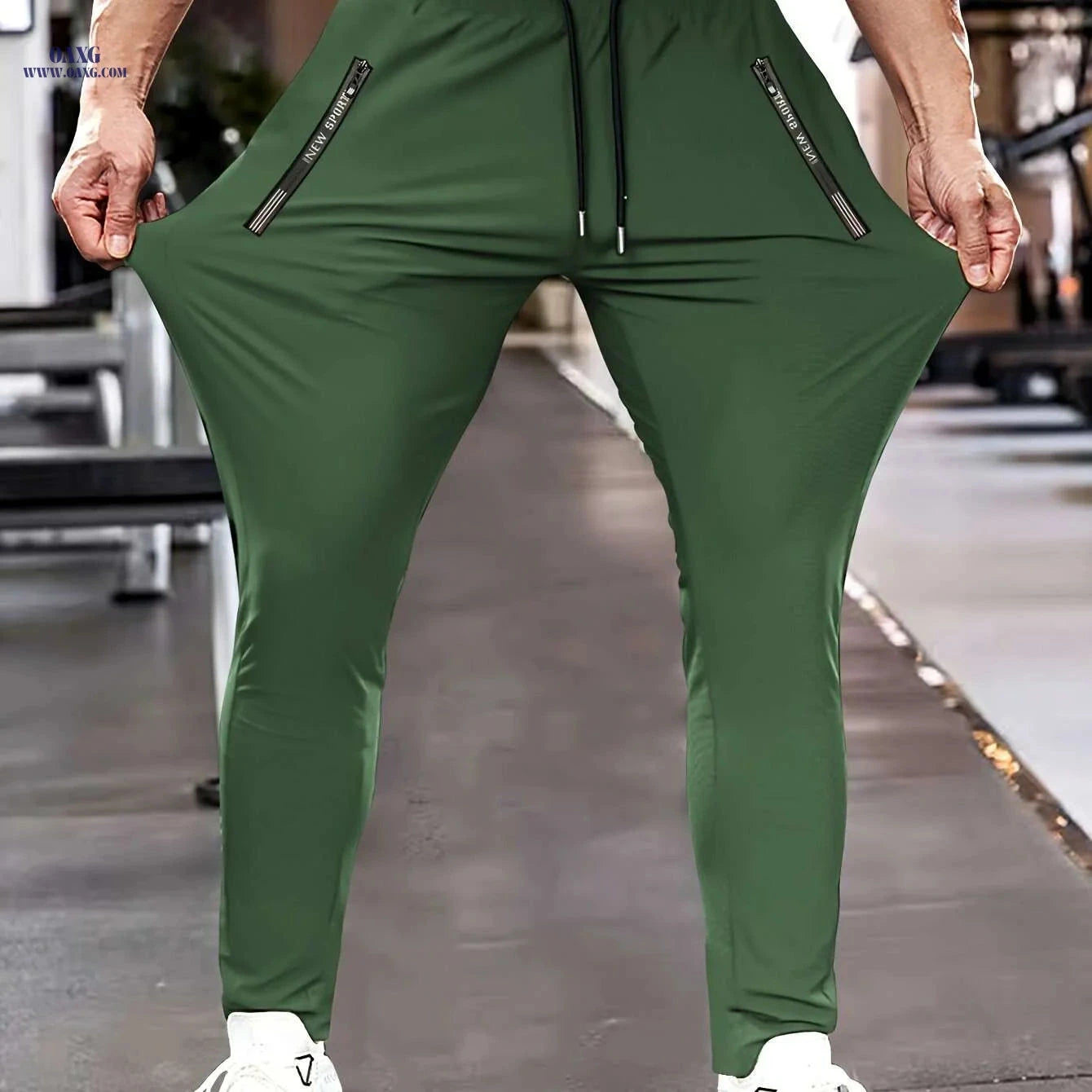 Men's High-Stretch Athletic Pants - Zipper Pockets for Running & Yoga   OAXG Black / XXS