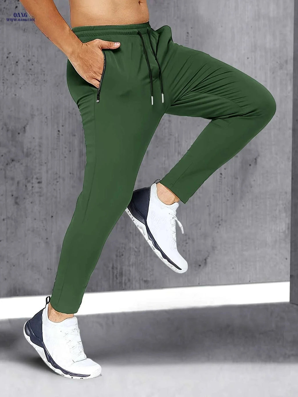 Men's High-Stretch Athletic Pants - Zipper Pockets for Running & Yoga   OAXG Black / XXS