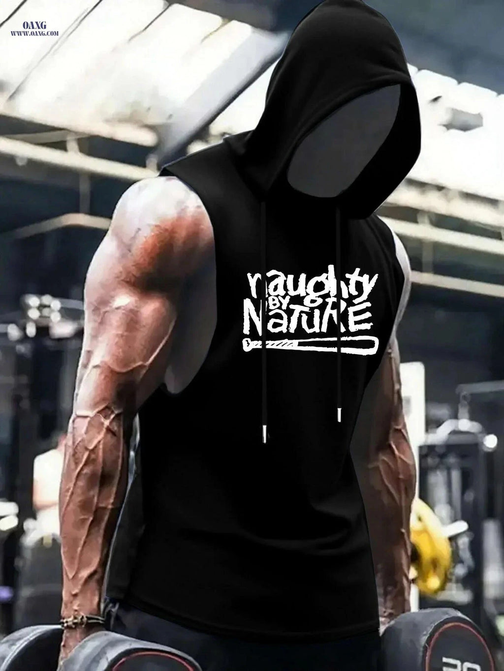 Men's Hooded Athletic Tank Top - Lightweight Sleeveless Gym Shirt   OAXG Black / S