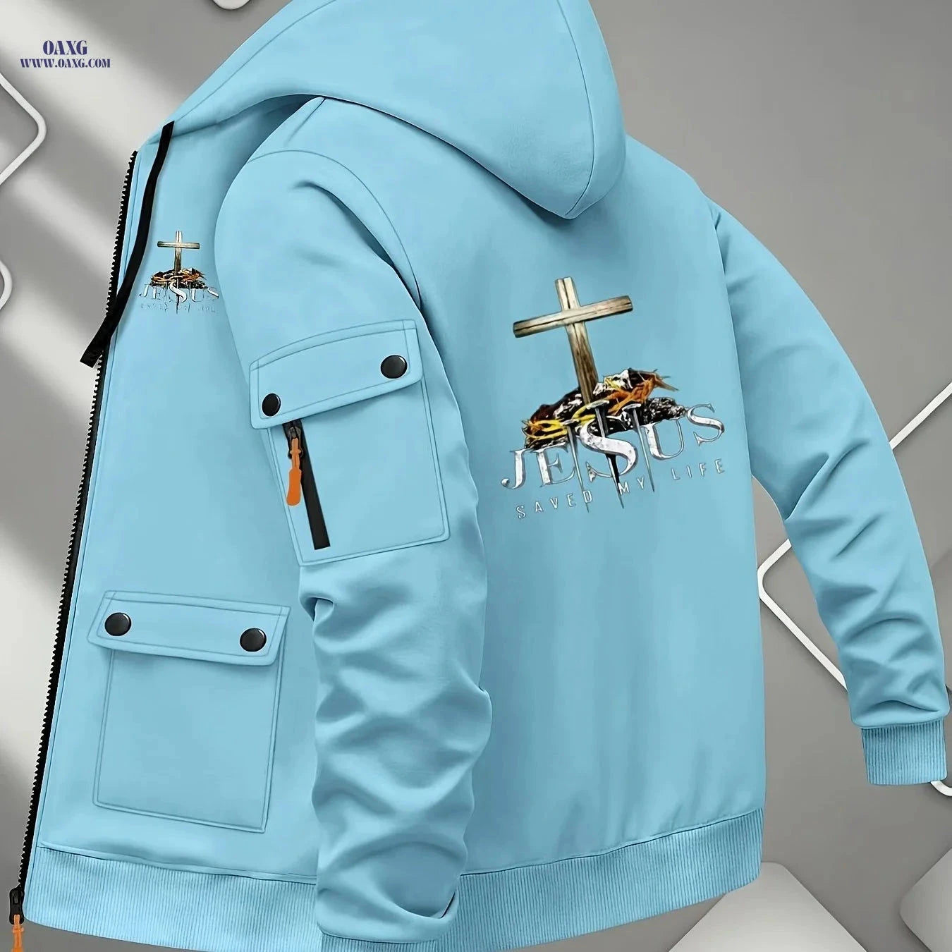 Men's Hooded Cardigan Jacket - Sporty Printed Sweatshirt Outerwear   OAXG 