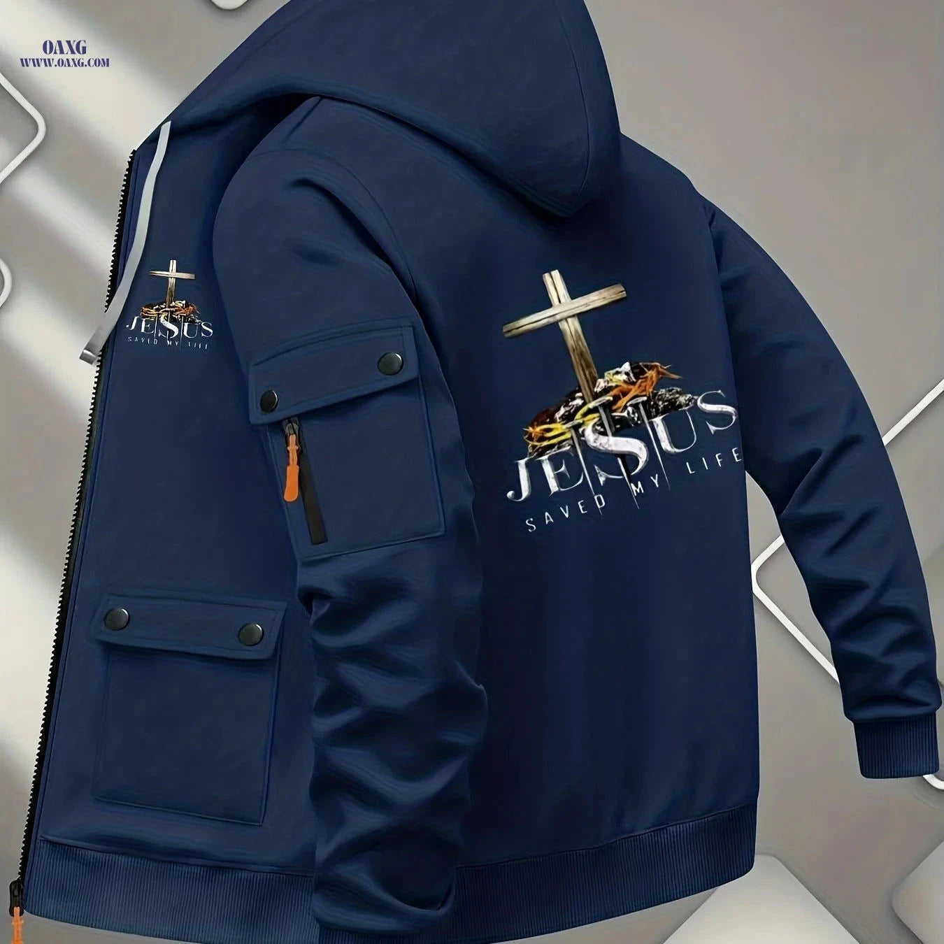 Men's Hooded Cardigan Jacket - Sporty Printed Sweatshirt Outerwear   OAXG 