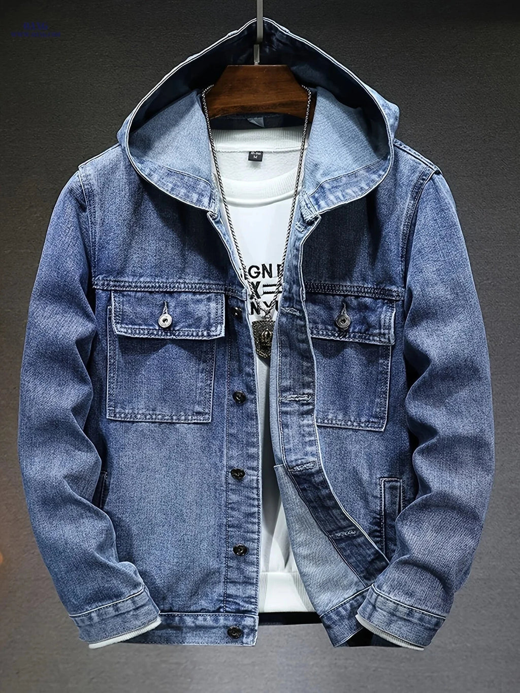 Men's Hooded Denim Jacket - Casual Fit for Autumn Style   OAXG 