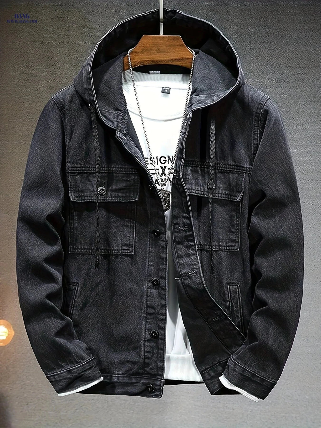 Men's Hooded Denim Jacket - Casual Fit for Autumn Style   OAXG 