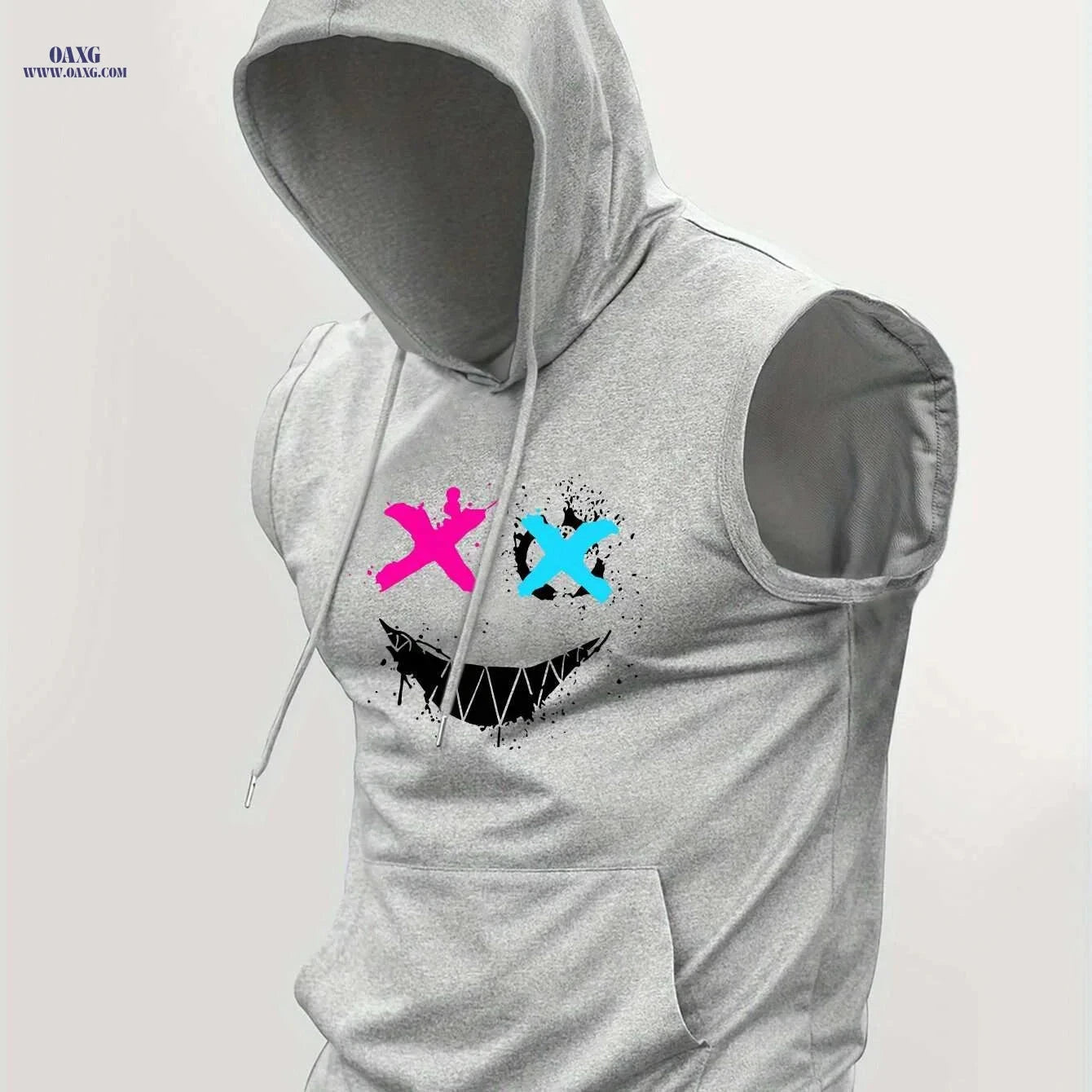 Men's Hooded Graphic Print Tank Top - Casual Sleeveless Summer Style   OAXG 