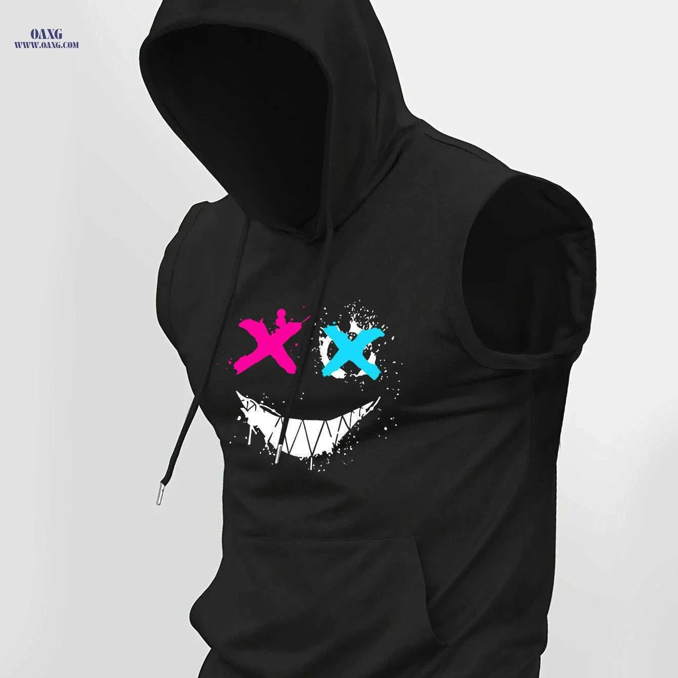Men's Hooded Graphic Print Tank Top - Casual Sleeveless Summer Style   OAXG Light Blue / S