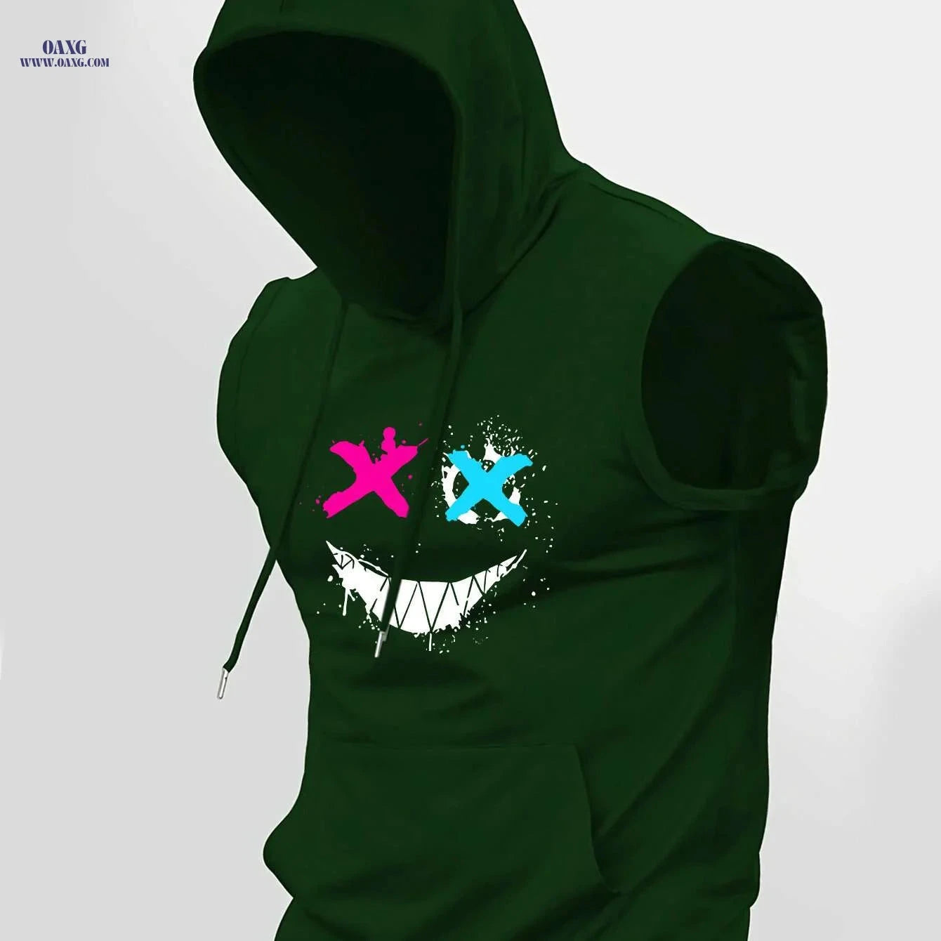 Men's Hooded Graphic Print Tank Top - Casual Sleeveless Summer Style   OAXG Light Blue / S
