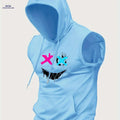Men's Hooded Graphic Print Tank Top - Casual Sleeveless Summer Style   OAXG Light Blue / S