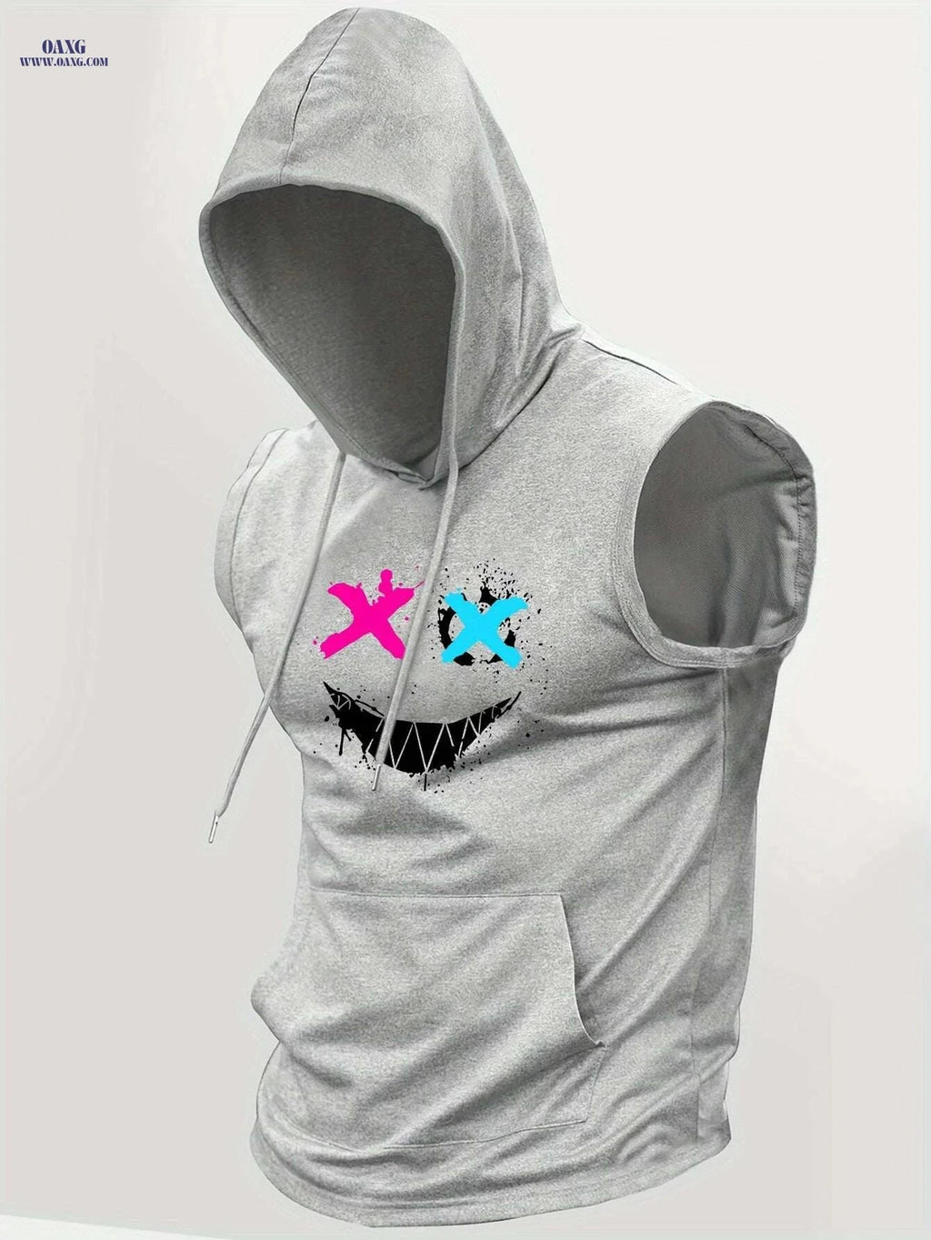 Men's Hooded Graphic Print Tank Top - Casual Sleeveless Summer Style   OAXG Light Blue / S