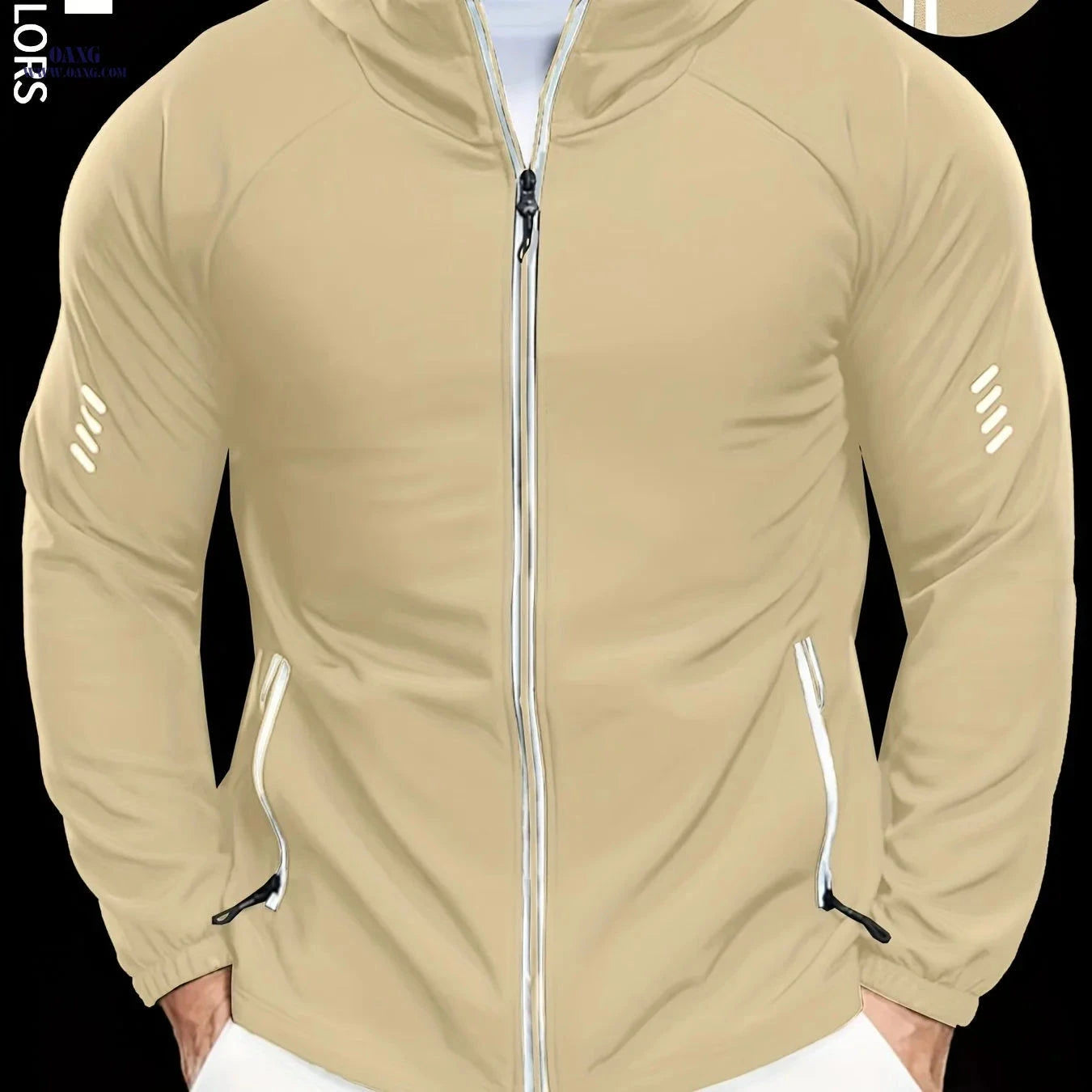 Men's Hooded Jackets - Comfortable, Reflective Zippers for Sports   OAXG Black / FR S