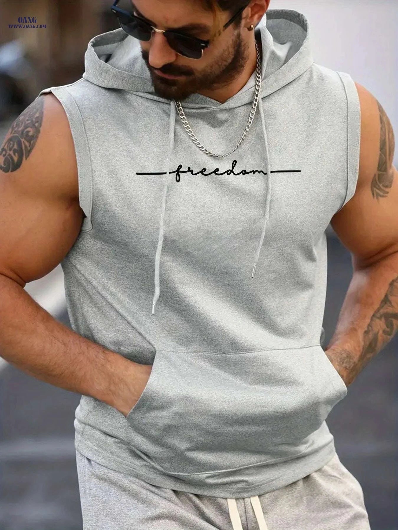 Men's Hooded Sleeveless Shirt - Lightweight Gym & Casual Summer Top   OAXG 