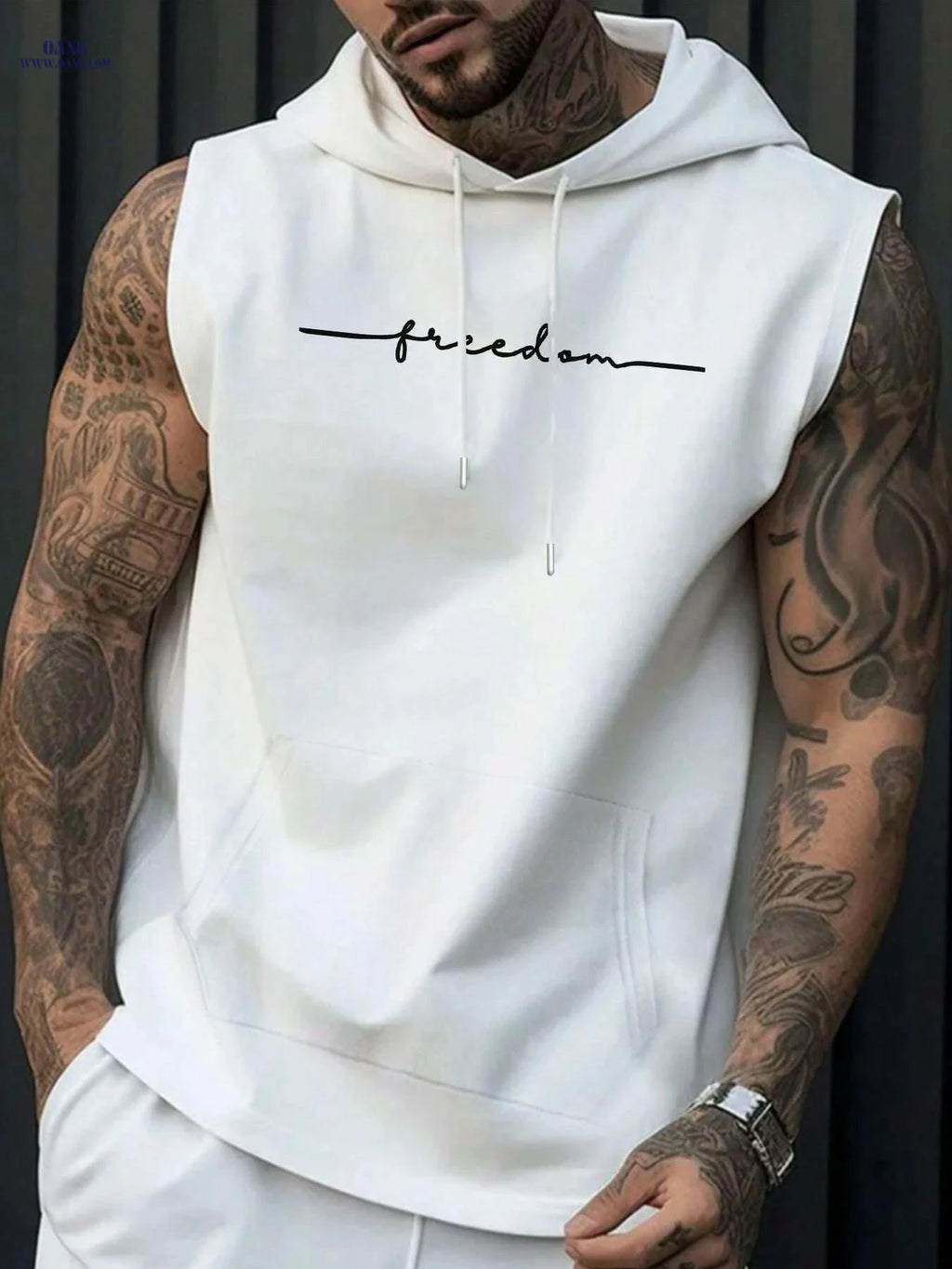 Men's Hooded Sleeveless Shirt - Lightweight Gym & Casual Summer Top   OAXG White / S