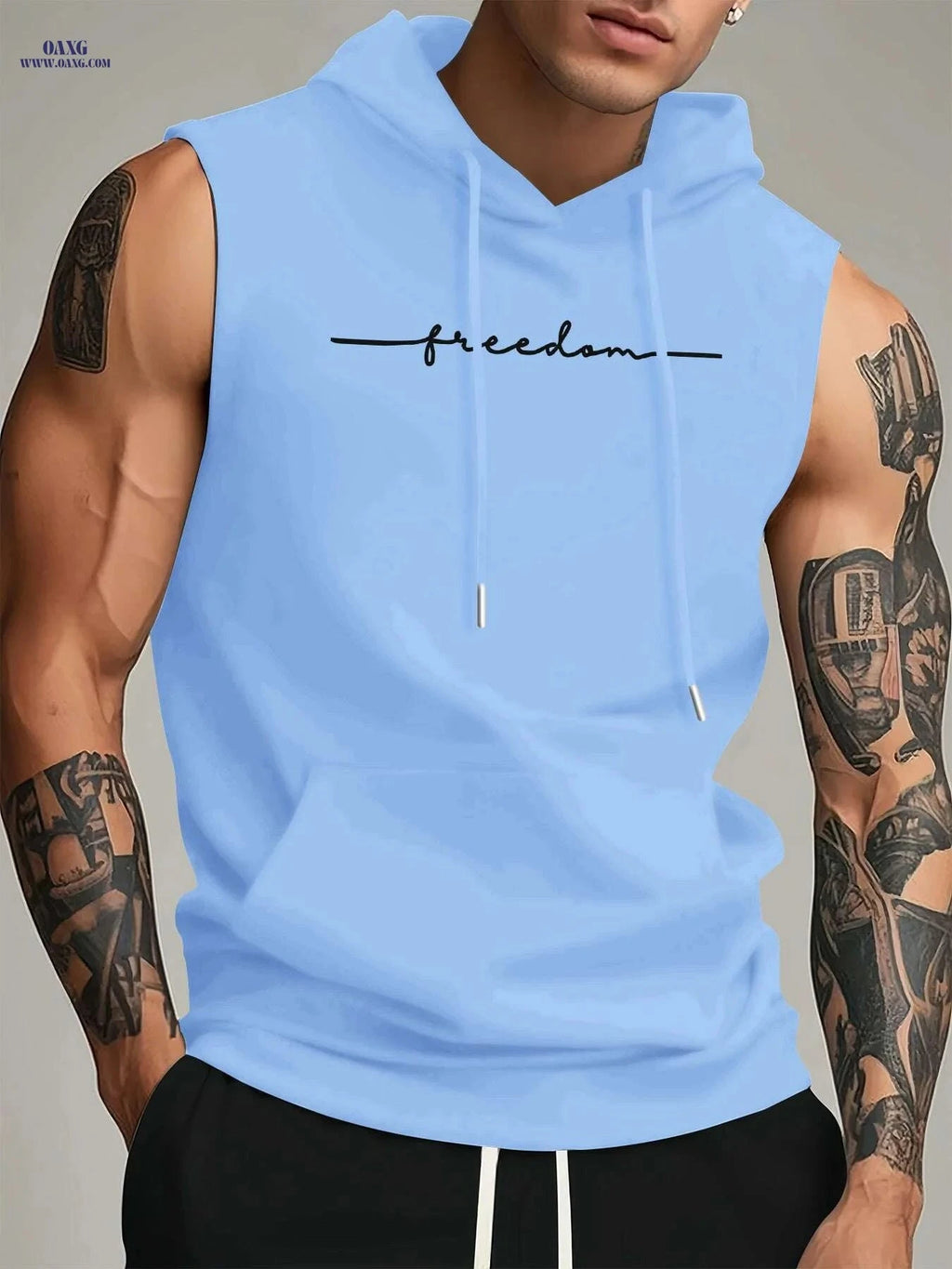 Men's Hooded Sleeveless Shirt - Lightweight Gym & Casual Summer Top   OAXG White / S
