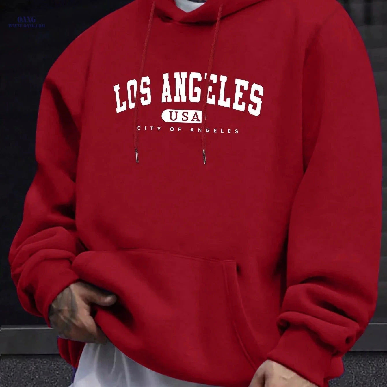 Men's Hooded Sweatshirt - Geometric Design for Casual Style   OAXG 