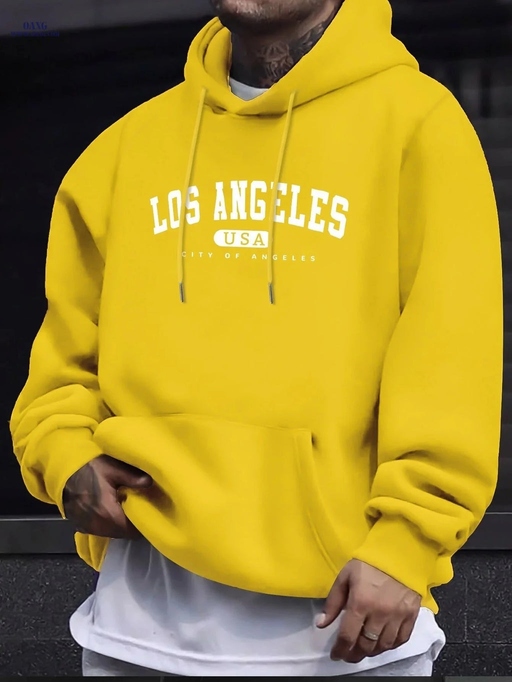 Men's Hooded Sweatshirt - Geometric Design for Casual Style   OAXG 