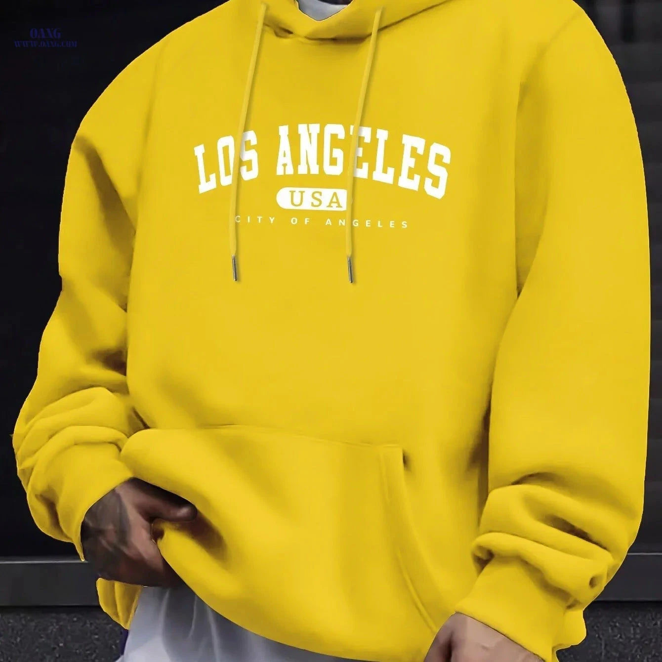 Men's Hooded Sweatshirt - Geometric Design for Casual Style   OAXG 