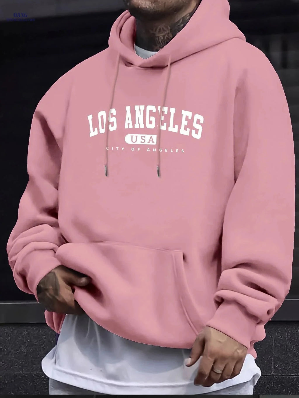 Men's Hooded Sweatshirt - Geometric Design for Casual Style   OAXG 