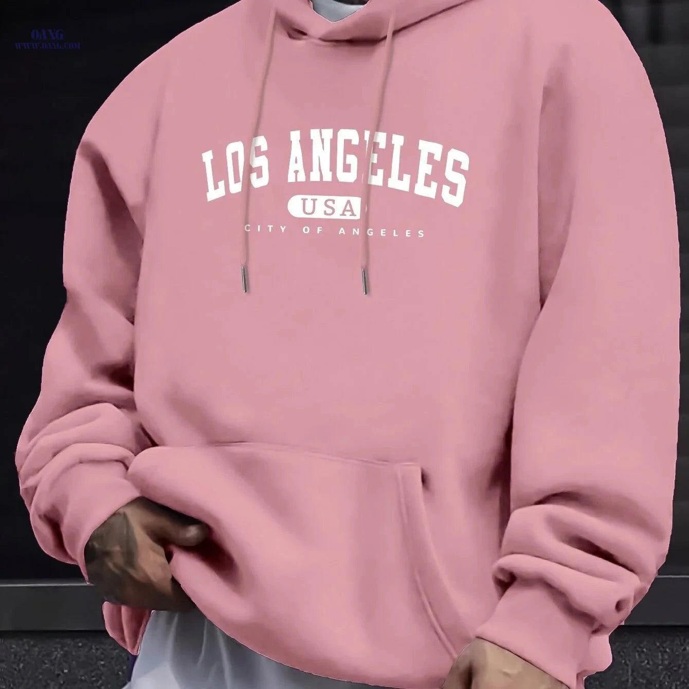 Men's Hooded Sweatshirt - Geometric Design for Casual Style   OAXG 