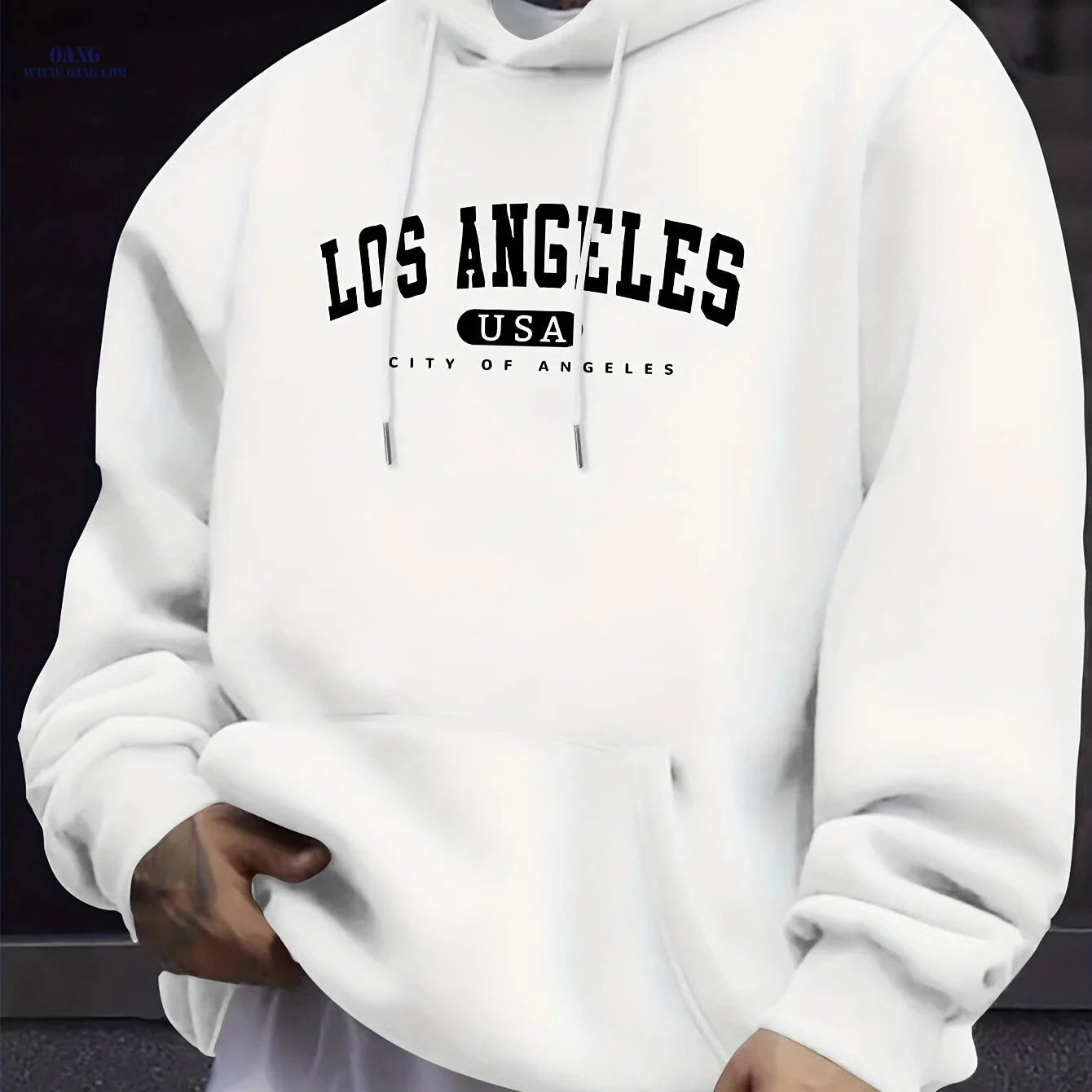 Men's Hooded Sweatshirt - Geometric Design for Casual Style   OAXG Navy Color / FR S