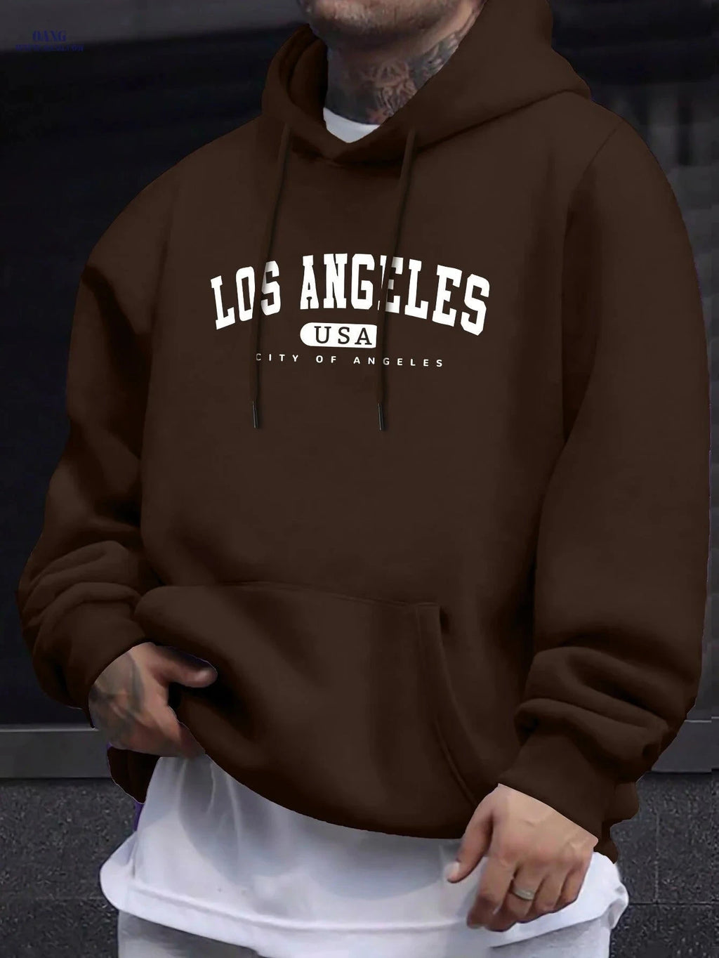 Men's Hooded Sweatshirt - Geometric Design for Casual Style   OAXG Navy Color / FR S