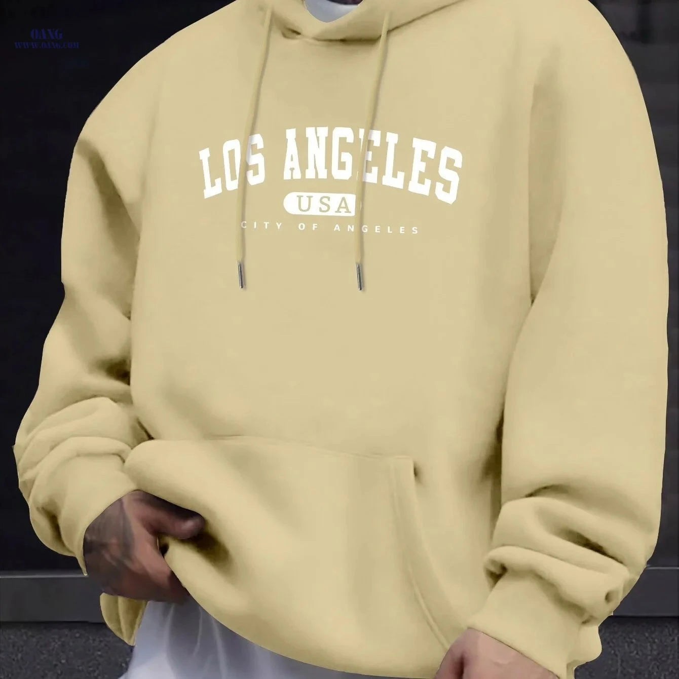 Men's Hooded Sweatshirt - Geometric Design for Casual Style   OAXG Navy Color / FR S