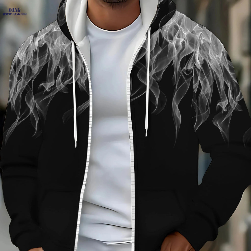 Men's Hooded Sweatshirt - Long Sleeve Zipper Casual Jacket   OAXG 