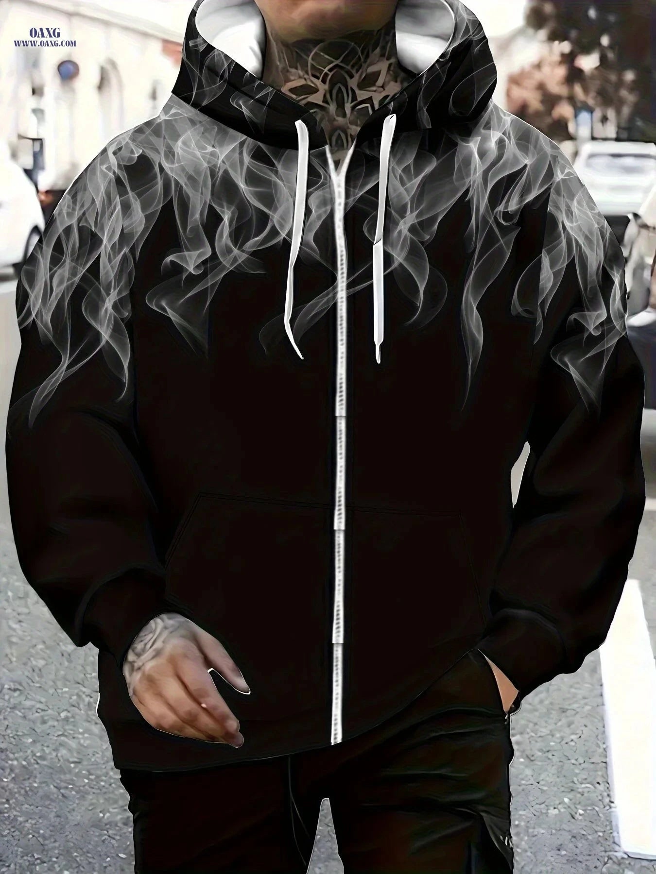 Men's Hooded Sweatshirt - Long Sleeve Zipper Casual Jacket   OAXG Black / FR M