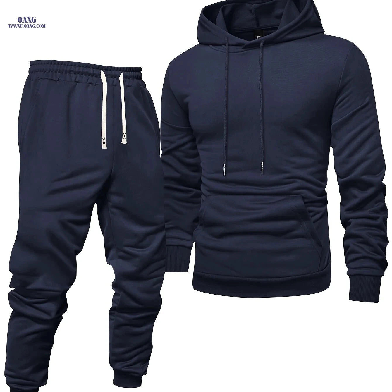 Men's Hooded Sweatshirt Set - Casual Pullover with Cuffed Pants   OAXG 
