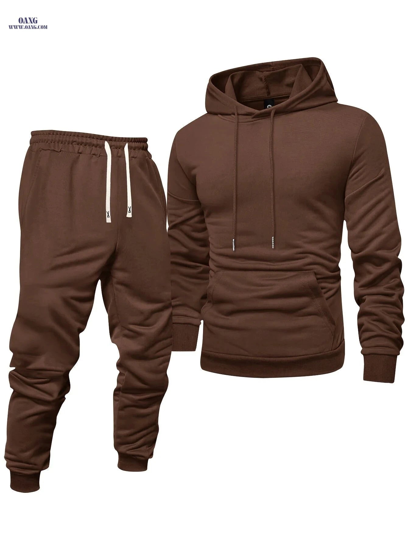 Men's Hooded Sweatshirt Set - Casual Pullover with Cuffed Pants   OAXG 