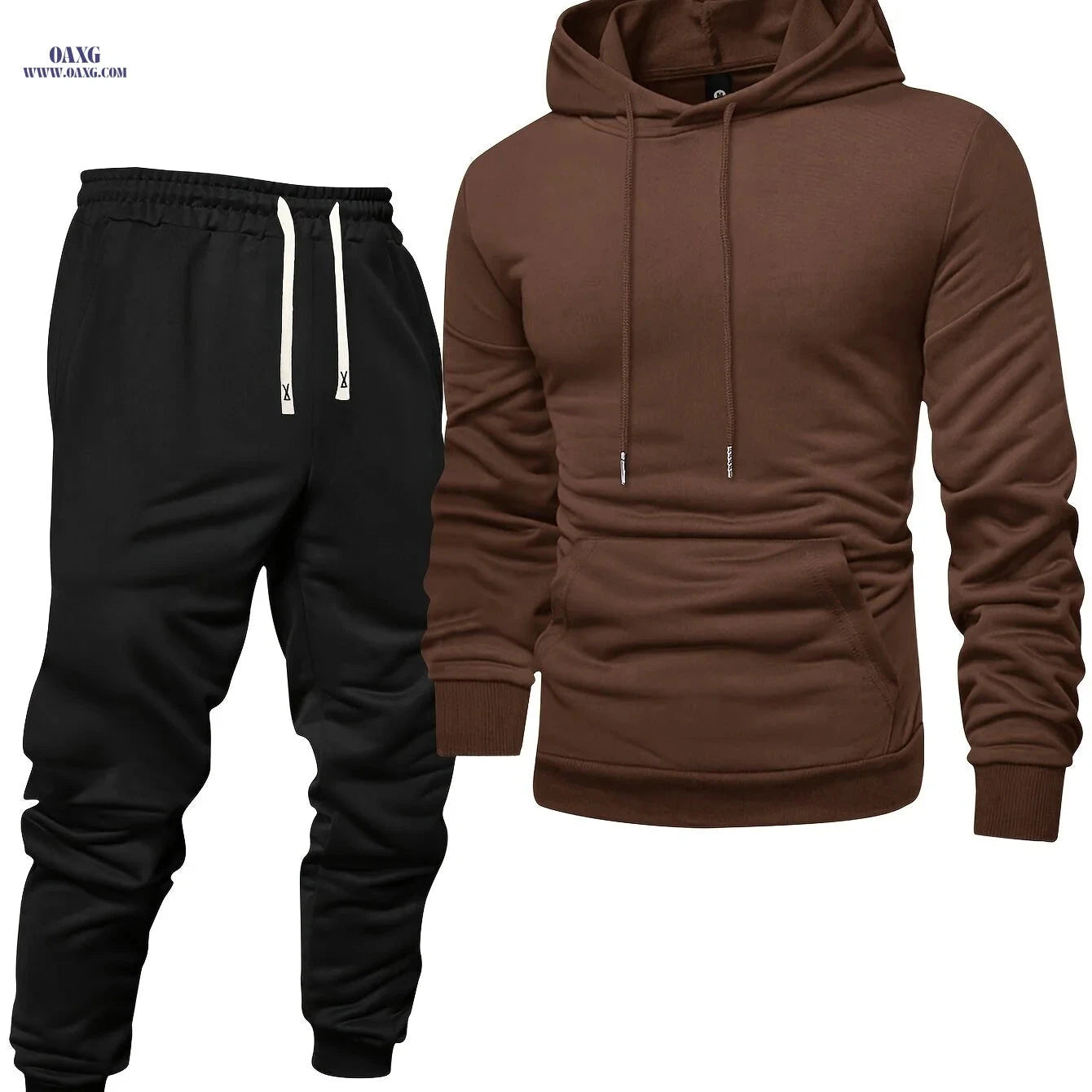 Men's Hooded Sweatshirt Set - Casual Pullover with Cuffed Pants   OAXG 