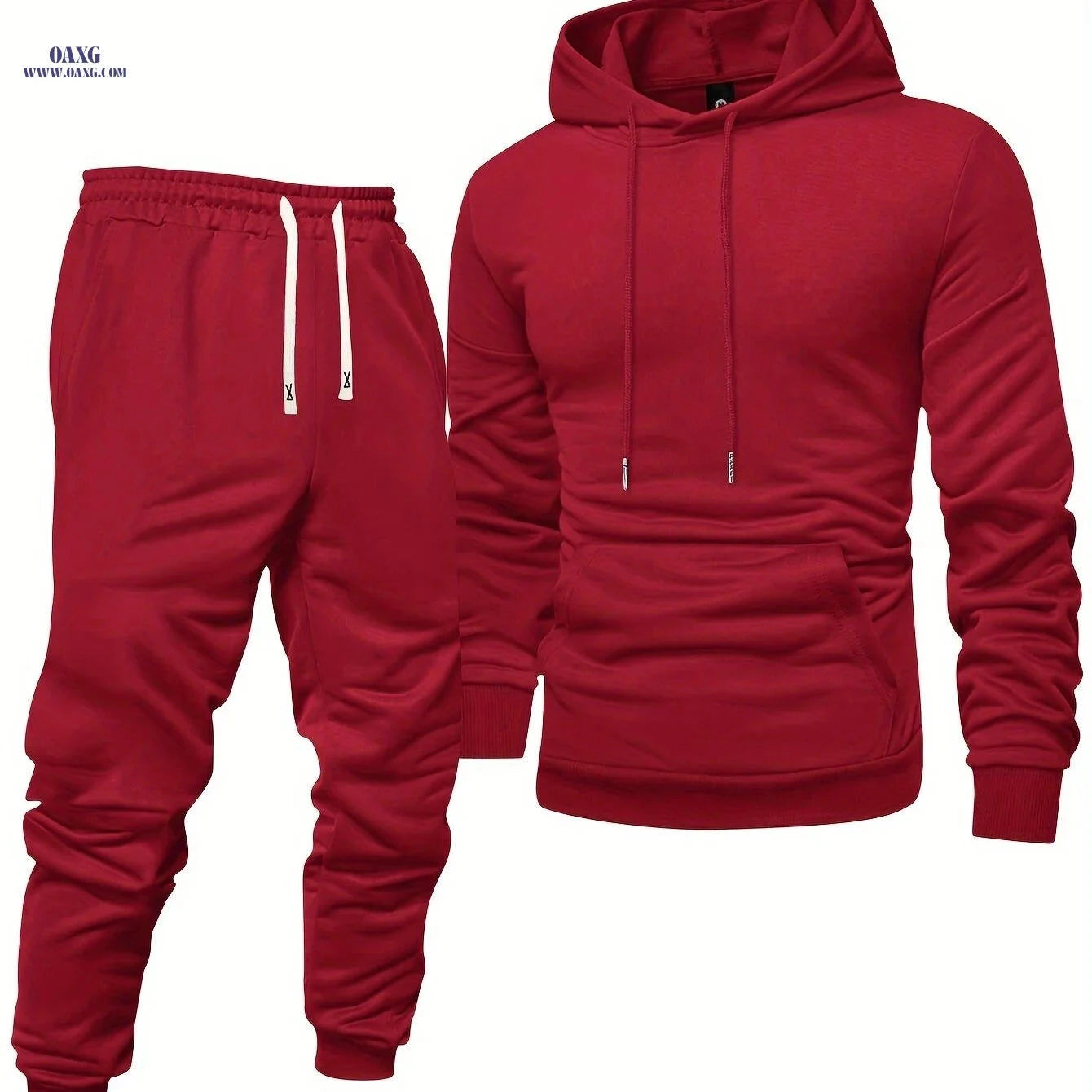 Men's Hooded Sweatshirt Set - Casual Pullover with Cuffed Pants   OAXG 