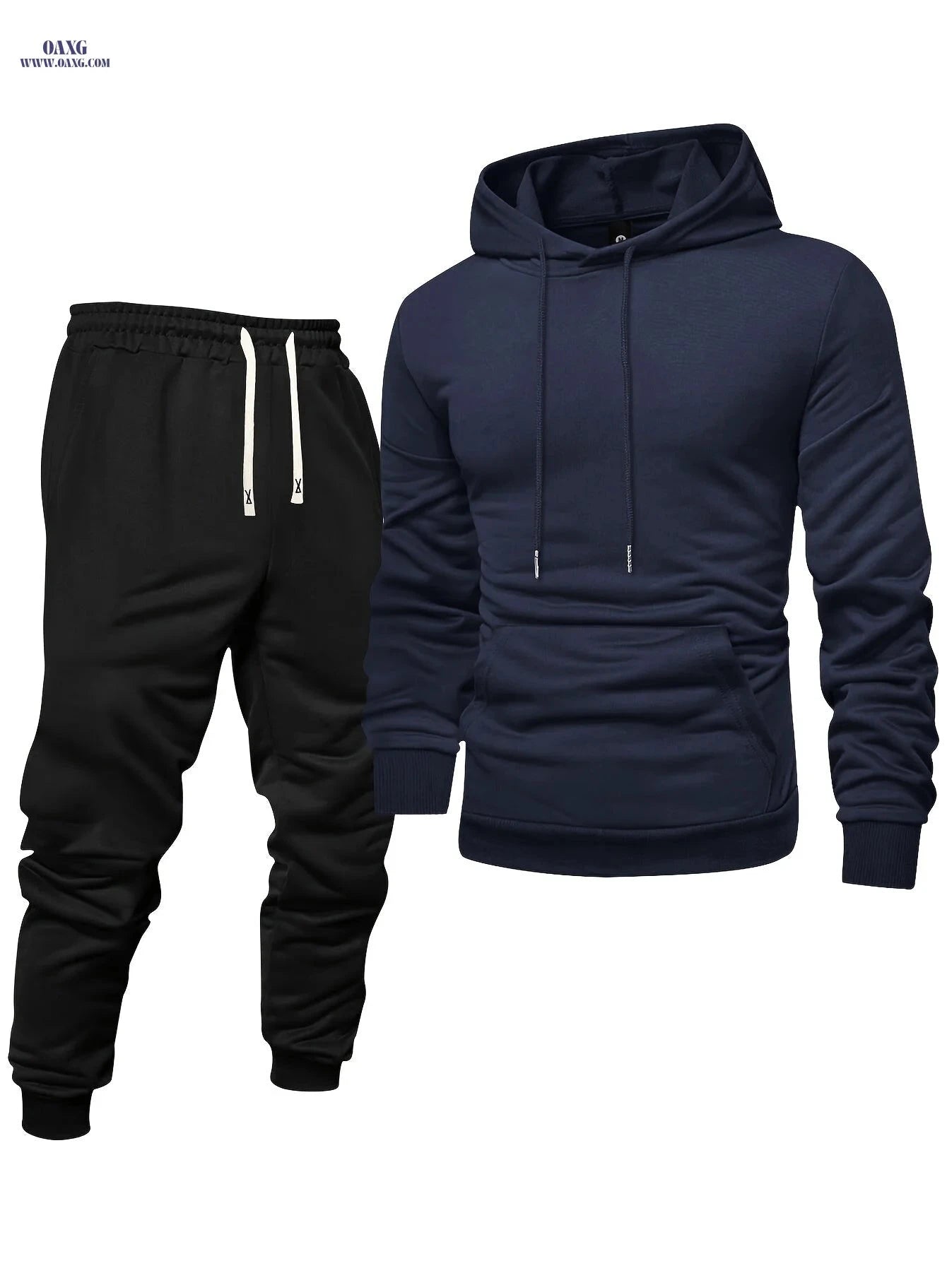 Men's Hooded Sweatshirt Set - Casual Pullover with Cuffed Pants   OAXG 