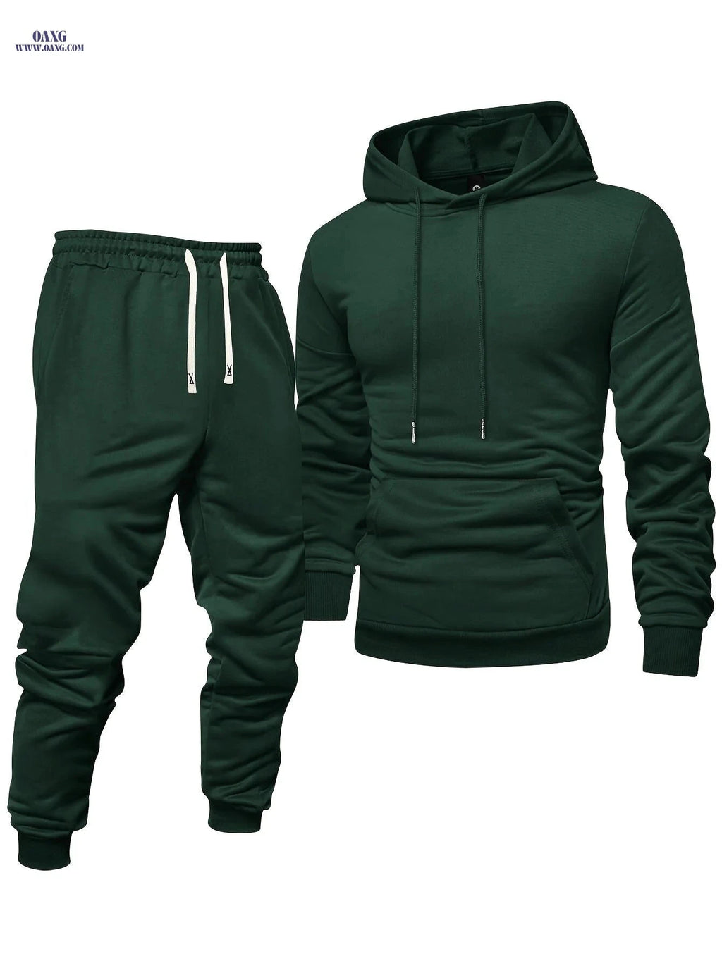 Men's Hooded Sweatshirt Set - Casual Pullover with Cuffed Pants   OAXG 