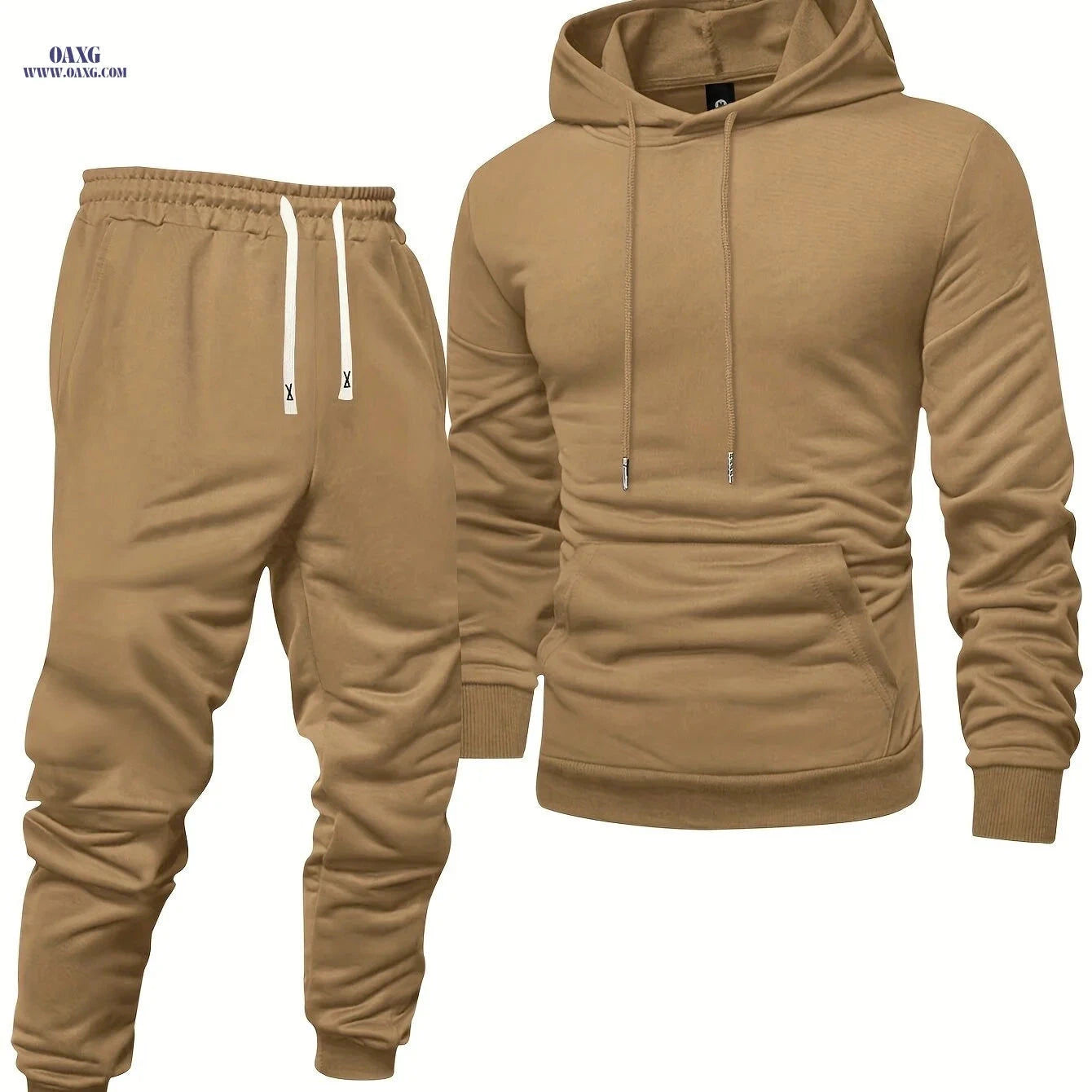 Men's Hooded Sweatshirt Set - Casual Pullover with Cuffed Pants   OAXG 