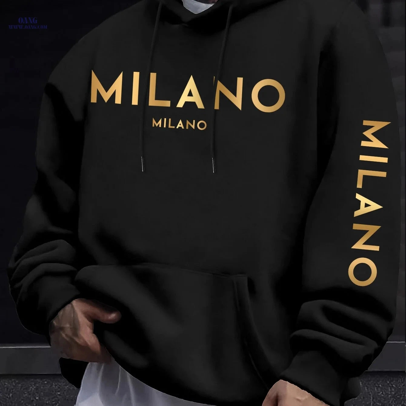 Men's Hooded Sweatshirt - Stylish Casual Design with Gradient Pattern   OAXG 