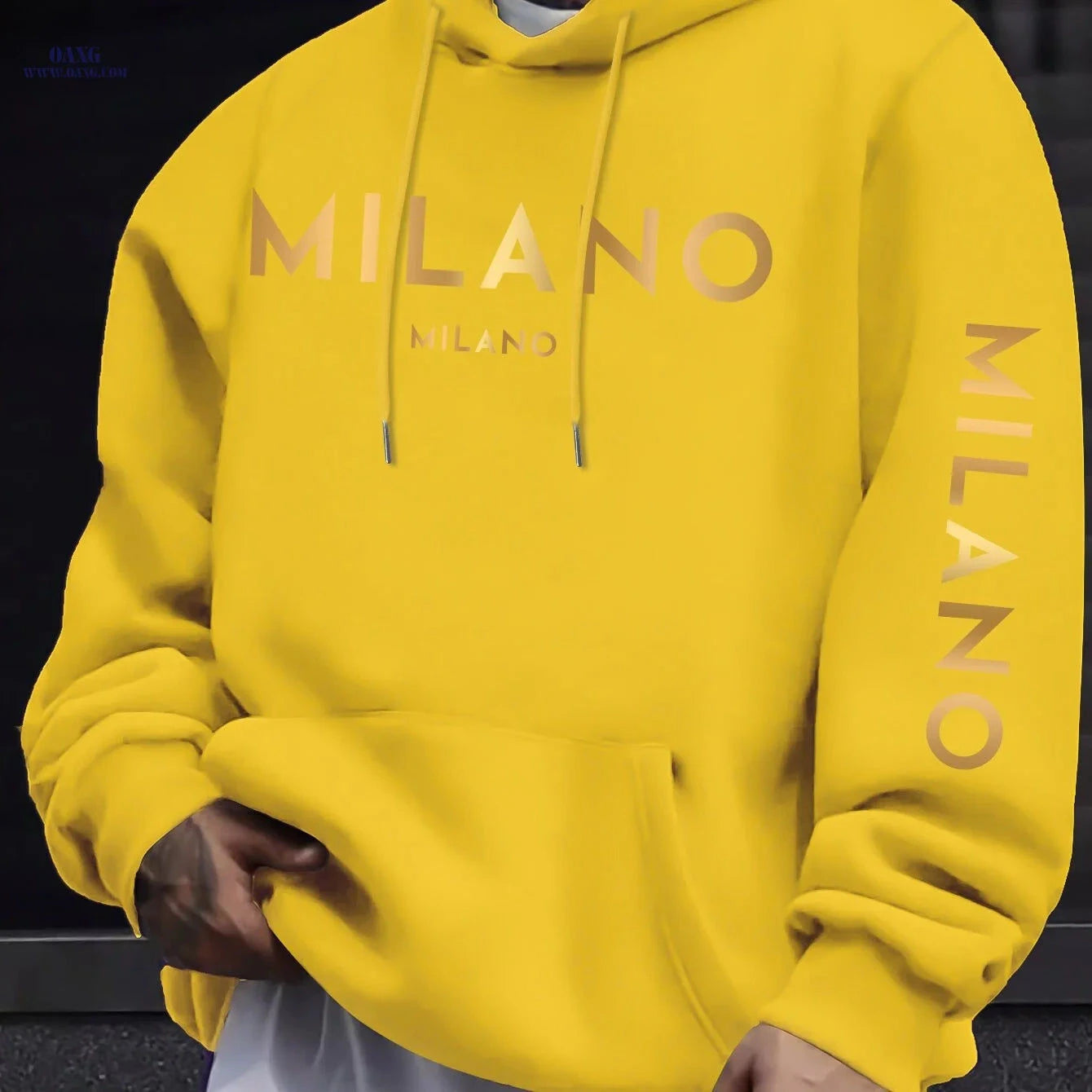 Men's Hooded Sweatshirt - Stylish Casual Design with Gradient Pattern   OAXG 