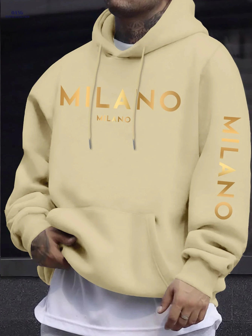 Men's Hooded Sweatshirt - Stylish Casual Design with Gradient Pattern   OAXG 