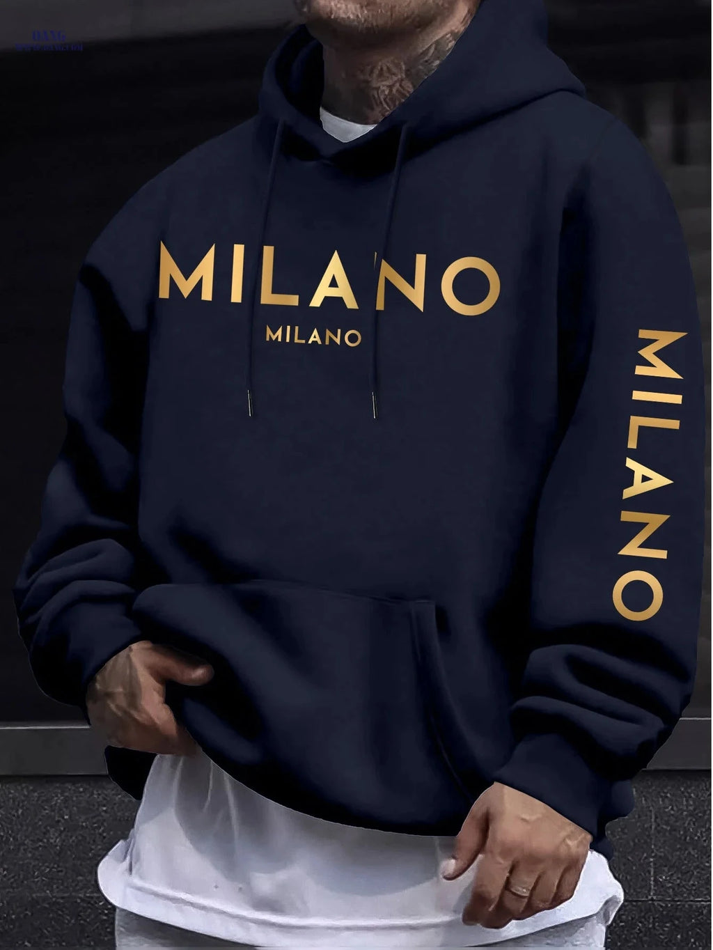 Men's Hooded Sweatshirt - Stylish Casual Design with Gradient Pattern   OAXG 