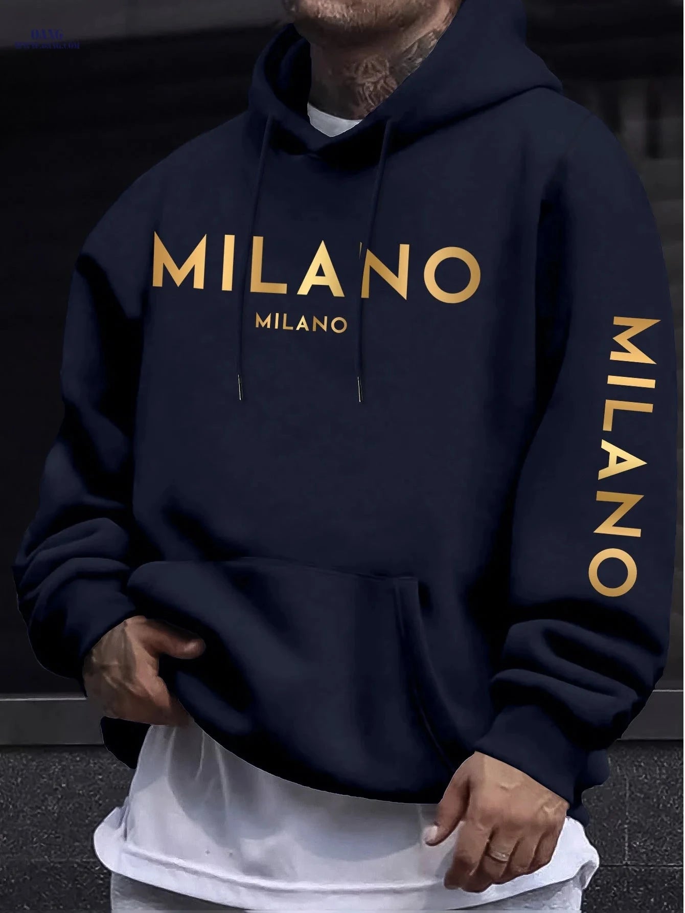 Men's Hooded Sweatshirt - Stylish Casual Design with Gradient Pattern   OAXG 