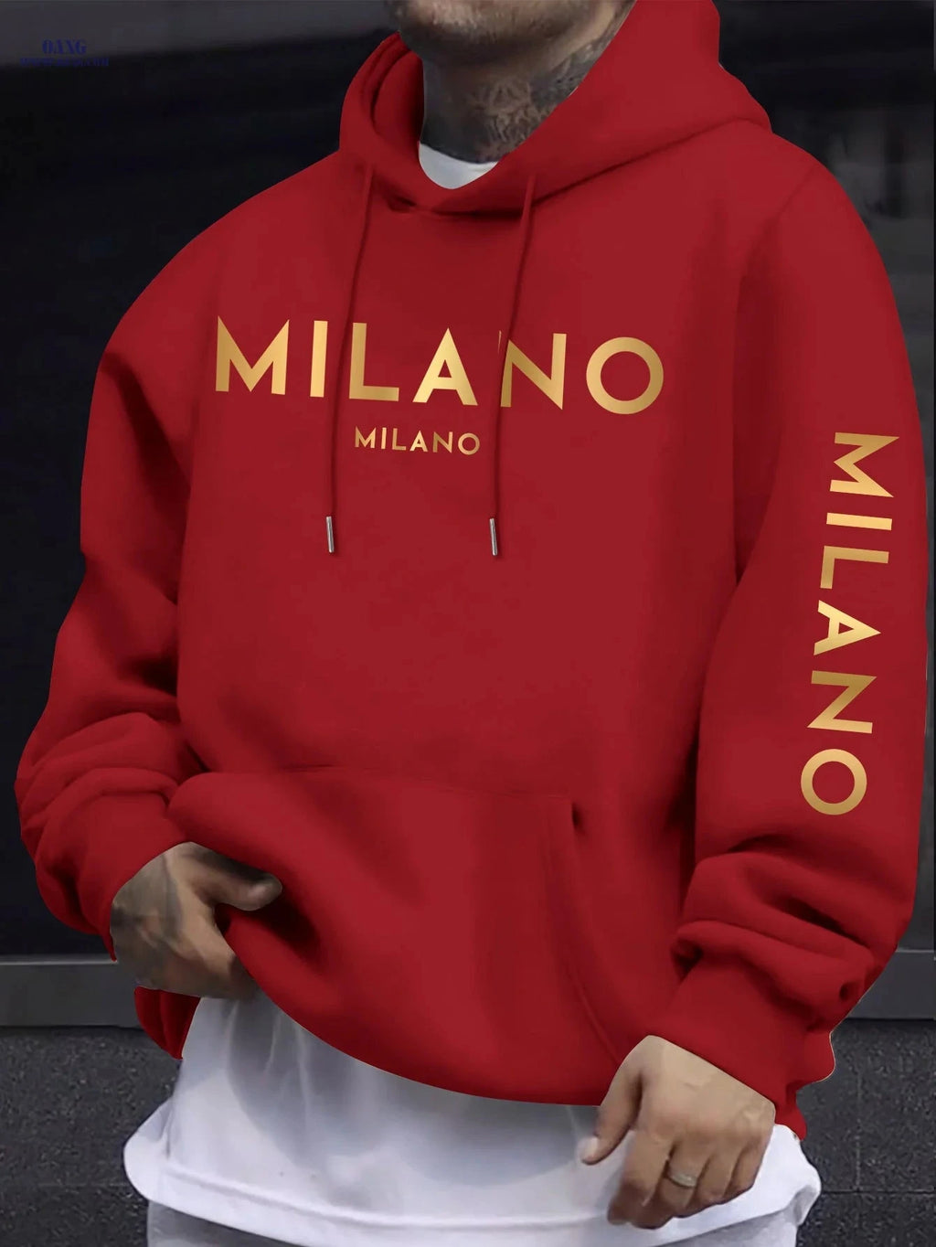 Men's Hooded Sweatshirt - Stylish Casual Design with Gradient Pattern   OAXG 