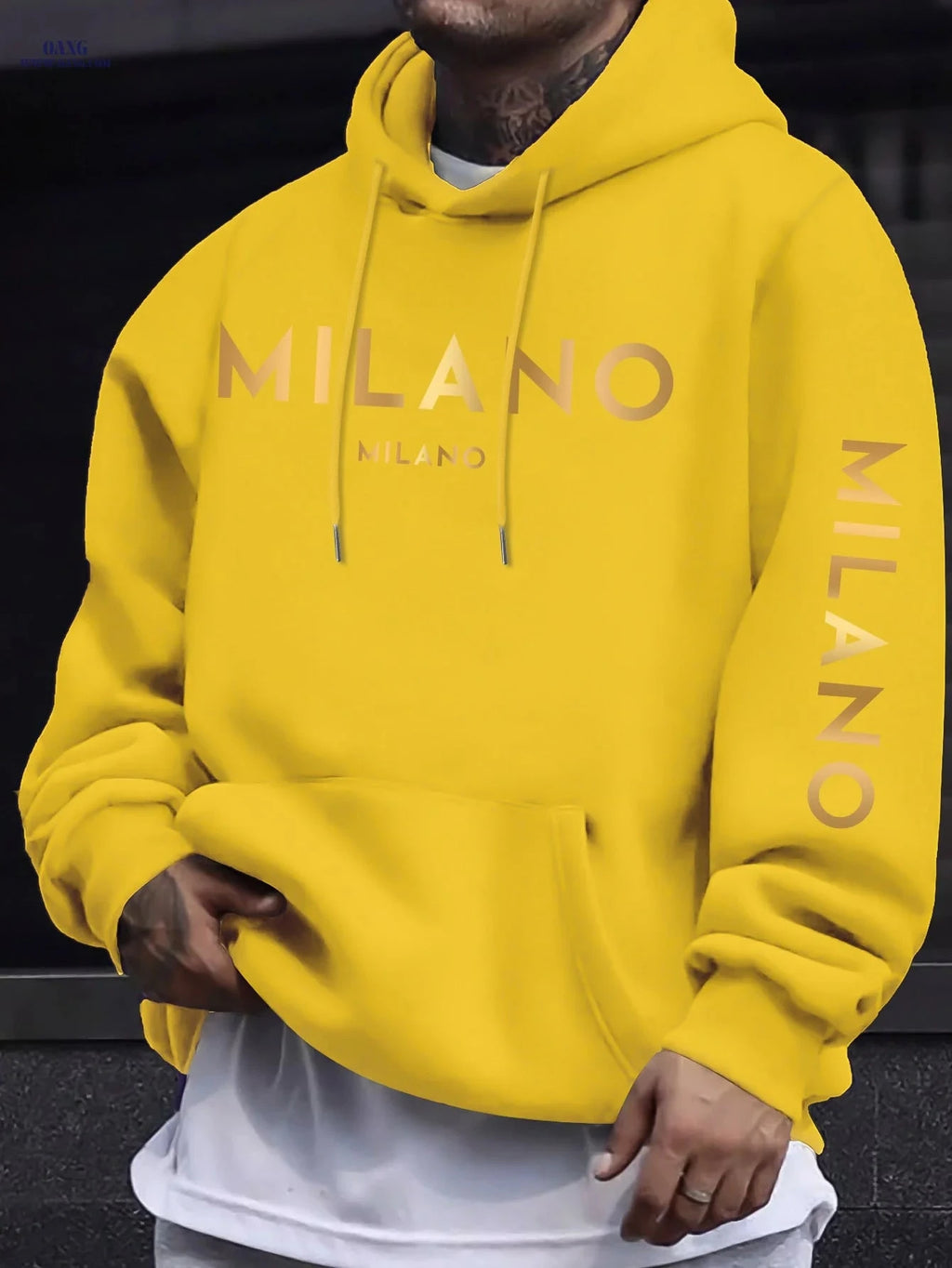 Men's Hooded Sweatshirt - Stylish Casual Design with Gradient Pattern   OAXG 