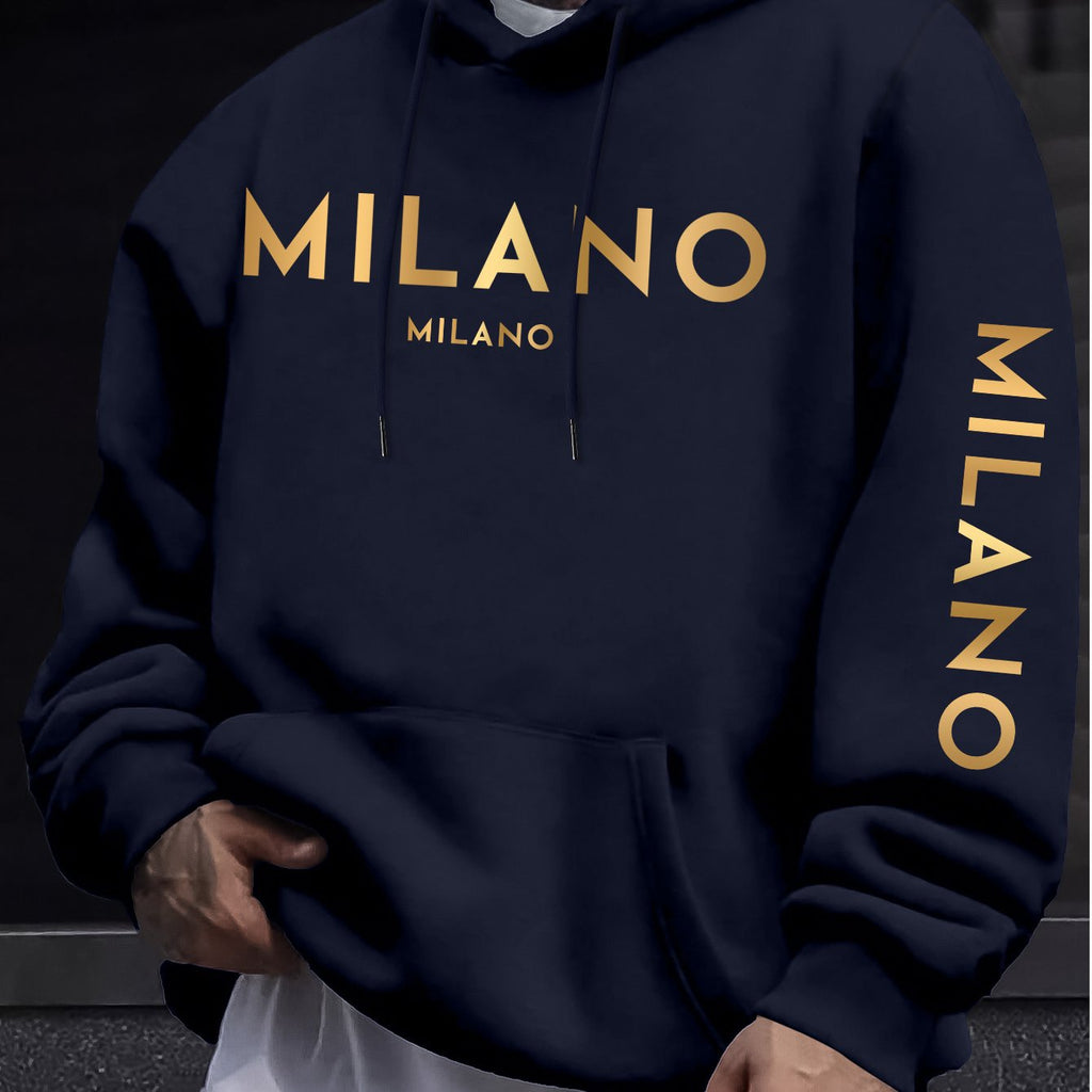 Men's Hooded Sweatshirt - Stylish Casual Design with Gradient Pattern   OAXG 