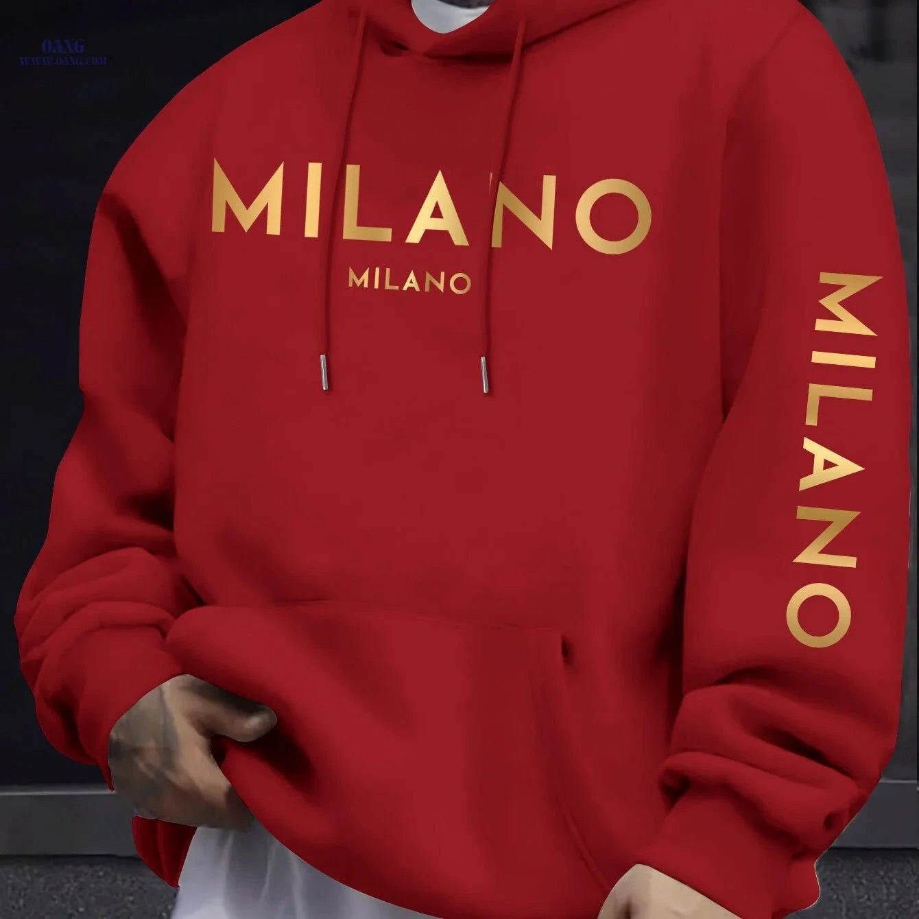 Men's Hooded Sweatshirt - Stylish Casual Design with Gradient Pattern   OAXG 