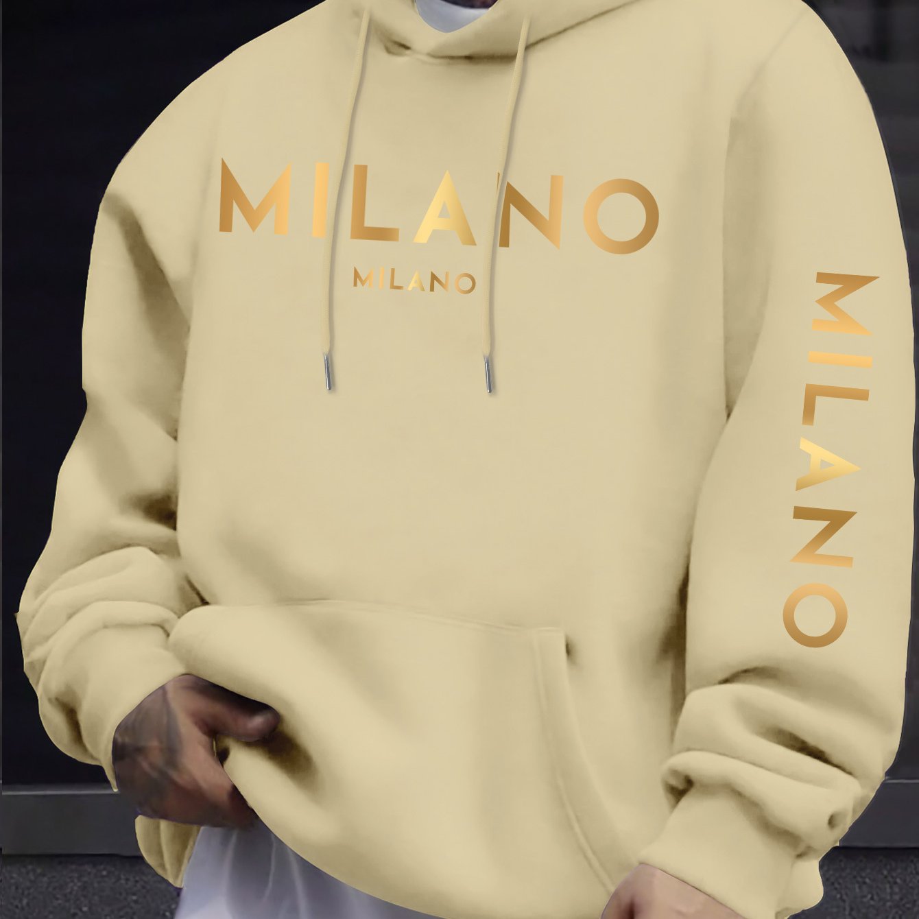 Men's Hooded Sweatshirt - Stylish Casual Design with Gradient Pattern   OAXG White / FR S